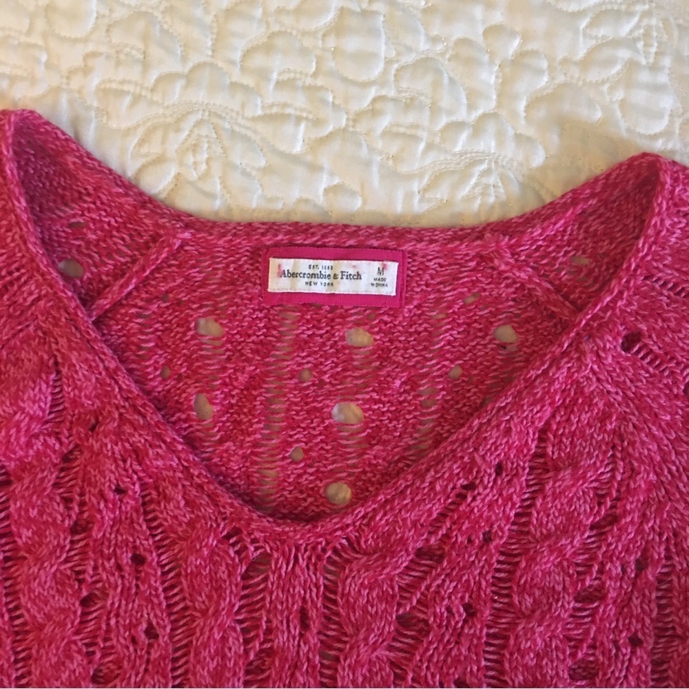 Abercrombie & Fitch Sweater Loose Knit Pink Size M - Picture 12 of 13